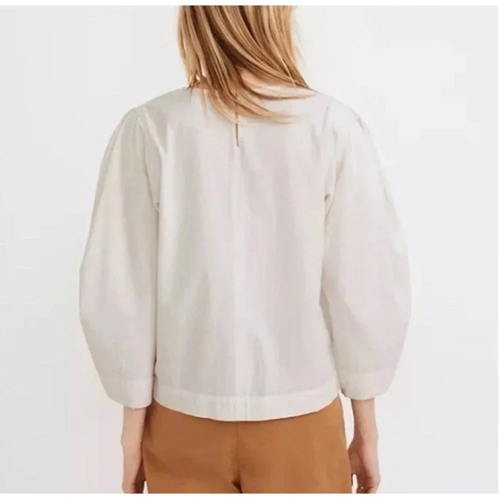 Madewell Crepe‎ Puff-Sleeve Seamed Top Ivory / Women's Small